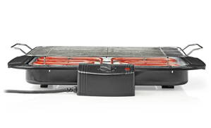 NEDIS elektrický gril/ obdĺžnikový/ grilovacia plocha 38 x 22 cm/ 2 000 W/ kov/ čierný