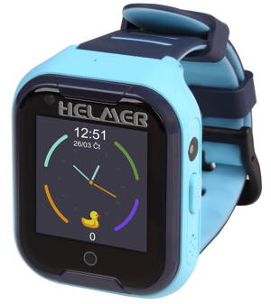 HELMER dětské hodinky LK 709 s GPS lokátorem/ dot. display/ 4G/ IP67/ micro SIM/ videohovor/ foto/ Android a iOS/ modré
