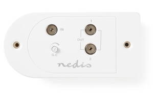 NEDIS zesilovač CATV/ maximální zesílení 18 dB/ 40–862 MHz/ 2 výstupy/ konektor IEC/ bílý