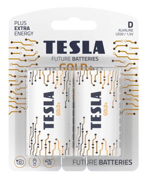 TESLA GOLD+ alkalická baterie D (LR20, velký monočlánek, blister) 2 ks