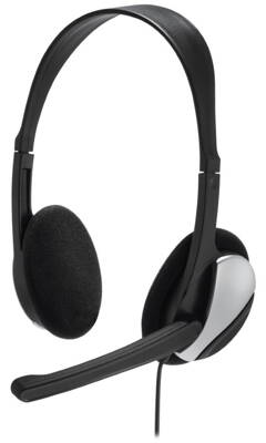 HAMA headset PC Office stereo HS-P100/ drátová sluchátka + mikrofon/ 2x 3,5 mm jack/ citlivost 110 dB/mW/ černý