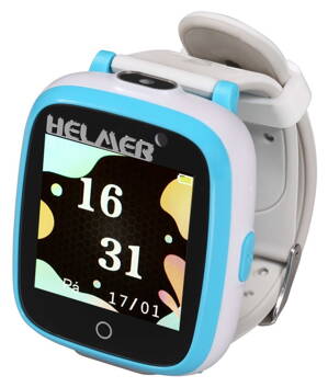 HELMER detské smart hodinky KW 802/ 1.54" TFT/ dot. display/ IP66/ 2x foto/ video/ volanie/ 6 hier/ MP3/ CZ/ modro-biele