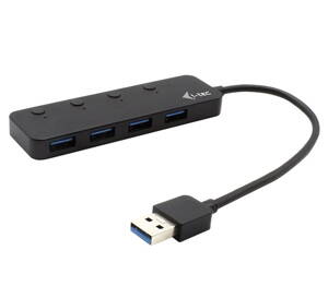 i-tec USB HUB METAL/ 4 porty/ USB 3.0/ tlačítko On/Off pro zapnutí a vypnutí/ kovový/ černý