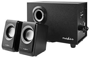 NEDIS PC reproduktory/ 2.1/ výkon 33 W/ 3,5 mm jack/ USB/ ABS/ dřevo/ černé