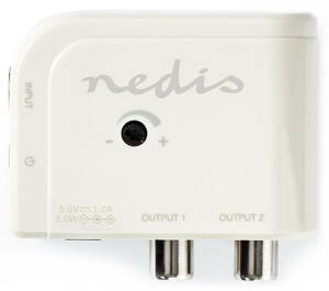 NEDIS zesilovač CATV/ maximální zesílení 15 dB/ 50-694 MHz/ 2 výstupy/ konektor IEC/ bílý