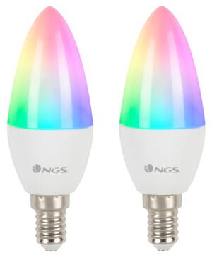 NGS Wi-Fi chytrá LED žárovka / 5W/ E14/ 500lm/ 2800K- 6500K & RGB full color/ 2x pack
