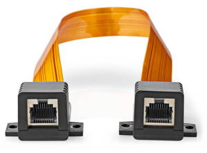 NEDIS Cat 6 UTP kabel/ RJ45 zásuvka - RJ45 zásuvka/ na okenní rámy/ vnitřní a venkovní/ plochý/ nylon/ černý/ 30 cm