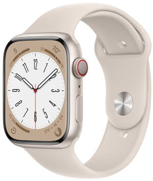 Apple Watch Series 8 GPS + Cellular 45mm Starlight Aluminium Case with Starlight Sport Band - Regular