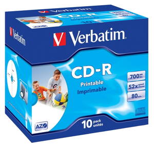 VERBATIM CD-R80 700MB DLP/ 52x/ printable/ jewel/ 10pack