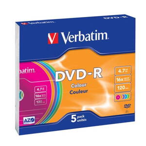 VERBATIM DVD-R 4,7GB/ 16x/ slim colour/ 5pack