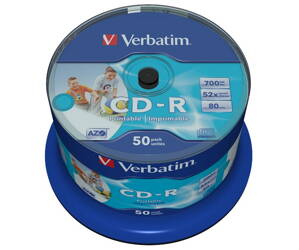 VERBATIM CD-R80 700MB/ 52x/ Inkjet printable Non ID/ 50pack/ spindle