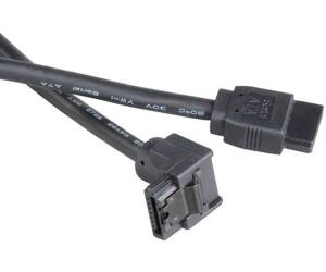 AKASA kabel 7pin SATA III(rovný) na 7pin SATA III (pravoúhlý s pojistkou) / AK-CBSA01-10BK / černý / 100 cm