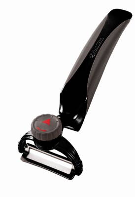 KYOCERA keramická otočná škrabka s čiernou ergonomickou plastovou rukoveťou/ dĺžka ostria 4 cm