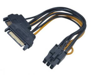 AKASA adaptér 2x SATA na 6pin PCIe / AK-CBPW13-15 / černý / 15cm