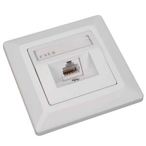 Solarix Eth.Zás. CAT6 UTP 1 x RJ45 pod omietku biela SX9-1-6-UTP-WH