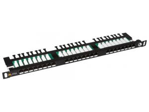 Solarix 19 "Patch panel 24xRJ45 CAT5E UTP s vyvaz.lištou čierny 0,5U, SX24HD-5E-UTP-BK