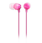 SONY headset do uší MDREX15APP/ sluchátka drátová + mikrofon/ 3,5mm jack/ citlivost 100 dB/mW/ růžová