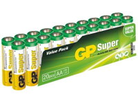 GP alkalická baterie 1,5V AA Super (LR6) 20ks fólie