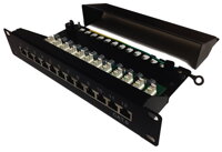 XtendLan Patch panel 10", 1U/12 portů, CAT6,  stíněný, LSA, vodorovné umístění konektorů, zemnič, černá barva