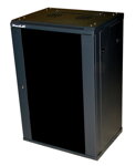 XtendLan 22U/600x600, na zeď, jednodílný, skleněné dveře černý, rozložený