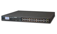 Planet FGSW-2622VHP PoE switch, 24x100,2x1000-TP / SFP, LCD, VLAN, IEEE 802.3at <300W