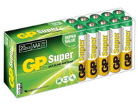 GP alkalická baterie 1,5V AAA Super (LR03) 20ks fólie