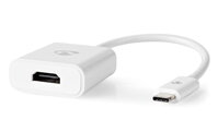 NEDIS redukční kabel s adaptérem/ USB-C zástrčka – HDMI zásuvka/ bílý/ blistr/ 20cm