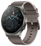 Huawei Watch GT 2 Pro, 46,7 mm, šedá / chytré hodinky, kožený řemínek, šedohnědá