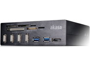 AKASA přední panel HUB do 5,25" pozice / AK-HC-05BK V2 / čtečka 6v1 / 4x USB2.0 / 2x USB3.0 / 1x eSata / hliník / černý