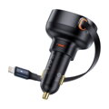 Baseus Car Charger Enjoyment Pro Fast Charger Type-C female, Lightning male (0.75m) Built-in Retractable Cable,55W Black EU (C00057803111-00)
