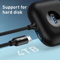 Baseus HUB Square round 4in1 USB Adapter USB3.0*1 + USB2.0*3 1m Black (CAHUB-AY01)