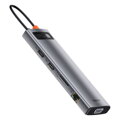 Baseus HUB Metal Gleam Series 11-in-1 Multifunctional (Type-C to 3xUSB3.2/PD 100W/3,5 mm Jack/VGA Full HD 60Hz/2xHDMI 4K/TF+SD card/ RJ45) Space Gray (CAHUB-CT0G)