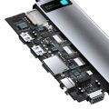 Baseus HUB Metal Gleam Series 11-in-1 Multifunctional (Type-C to 3xUSB3.2/PD 100W/3,5 mm Jack/VGA Full HD 60Hz/2xHDMI 4K/TF+SD card/ RJ45) Space Gray (CAHUB-CT0G)