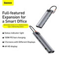 Baseus HUB Metal Gleam Series 11-in-1 Multifunctional (Type-C to 3xUSB3.2/PD 100W/3,5 mm Jack/VGA Full HD 60Hz/2xHDMI 4K/TF+SD card/ RJ45) Space Gray (CAHUB-CT0G)