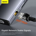 Baseus HUB Metal Gleam Series 11-in-1 Multifunctional (Type-C to 3xUSB3.2/PD 100W/3,5 mm Jack/VGA Full HD 60Hz/2xHDMI 4K/TF+SD card/ RJ45) Space Gray (CAHUB-CT0G)