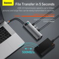 Baseus HUB Metal Gleam Series 11-in-1 Multifunctional (Type-C to 3xUSB3.2/PD 100W/3,5 mm Jack/VGA Full HD 60Hz/2xHDMI 4K/TF+SD card/ RJ45) Space Gray (CAHUB-CT0G)