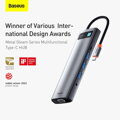 Baseus HUB Metal Gleam Series 11-in-1 Multifunctional (Type-C to 3xUSB3.2/PD 100W/3,5 mm Jack/VGA Full HD 60Hz/2xHDMI 4K/TF+SD card/ RJ45) Space Gray (CAHUB-CT0G)