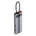 Baseus HUB Metal Gleam Series 9-in-1 Multifunctional (Type-C to 3x USB3.2/PD 100W/VGA Full HD 60Hz/HDMI 4K/TF+SD card/ RJ45) Space Gray (CAHUB-CU0G)