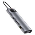 Baseus HUB Metal Gleam Series 9-in-1 Multifunctional (Type-C to 3x USB3.2/PD 100W/VGA Full HD 60Hz/HDMI 4K/TF+SD card/ RJ45) Space Gray (CAHUB-CU0G)