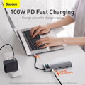 Baseus HUB Metal Gleam Series 9-in-1 Multifunctional (Type-C to 3x USB3.2/PD 100W/VGA Full HD 60Hz/HDMI 4K/TF+SD card/ RJ45) Space Gray (CAHUB-CU0G)
