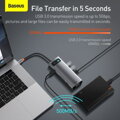 Baseus HUB Metal Gleam Series 9-in-1 Multifunctional (Type-C to 3x USB3.2/PD 100W/VGA Full HD 60Hz/HDMI 4K/TF+SD card/ RJ45) Space Gray (CAHUB-CU0G)