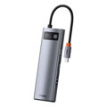 Baseus HUB Metal Gleam Series 8-in-1 Multifunctional (Type-C to PD/4K HD/USB3.0) Docking Station Gray (CAHUB-CV0G)