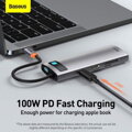 Baseus HUB Metal Gleam Series 8-in-1 Multifunctional (Type-C to PD/4K HD/USB3.0) Docking Station Gray (CAHUB-CV0G)