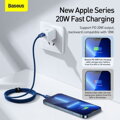 Baseus Type-C - Lightning cable, Crystal Shine Series Fast Charging Data Cable 20W 1.2m Blue (CAJY000203)