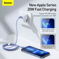 Baseus Type-C - Lightning cable, Crystal Shine Series Fast Charging Data Cable 20W 1.2m Purple (CAJY000205)