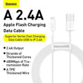 Baseus Lightning Superior Series cable, Fast Charging, Data 2.4A, 0.25m White (CALYS-02)