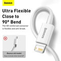 Baseus Lightning Superior Series cable, Fast Charging, Data 2.4A, 0.25m White (CALYS-02)
