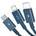 Baseus Cable Superior Series 3-in-1 Fast Charging Data Cable USB to M+L+C 3.5A 1.5m Blue (CAMLTYS-03)