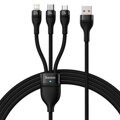 Baseus Universal Flash Series 3-in-1 Fast Charging Data Cable (USB-A to Micro + Lightning + Type-C) 100W, 1.2m Black (CASS030001)