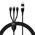 Baseus Universal Flash Series II 3-in-1 Fast Charging Data Cable (USB-A to Micro + Lightning + Type-C) QC, PD 100W, 1.2m, Black (CASS030101)
